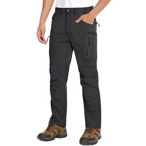 TACVASEN Men's Waterproof Ripstop Hiking Trousers in Black Size 34
